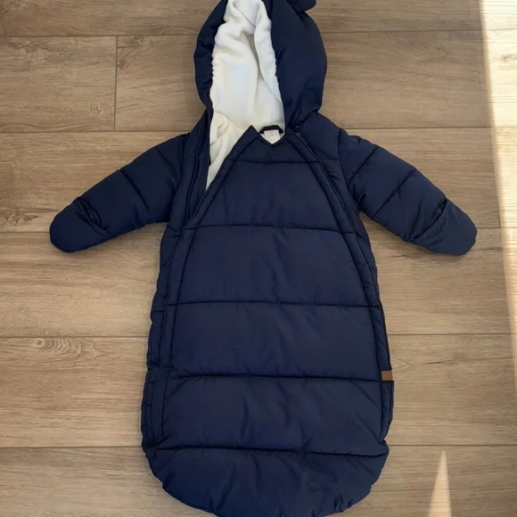 H&M PADDED ALL-IN-ONE SUIT Navy Blue Kids Sleep Sack size 2-6 months - Picture 2 of 8